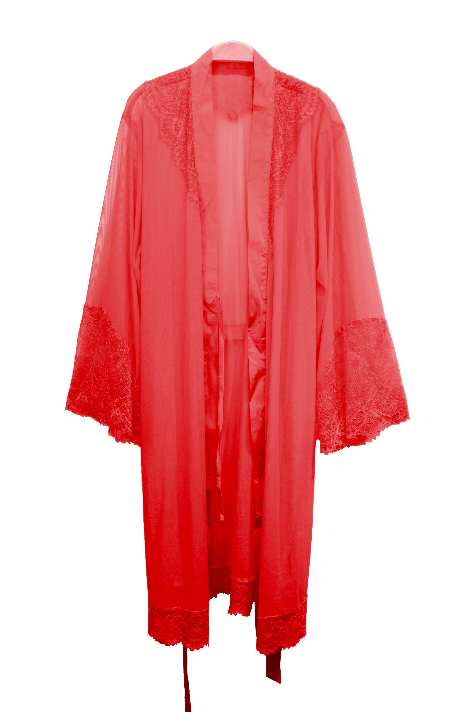 La Flamme Satin Kimono Rosy Red